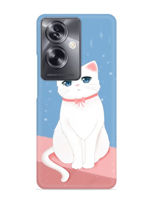 Cute White Cat Snap Case for Oppo A79 (5G) Zapvi