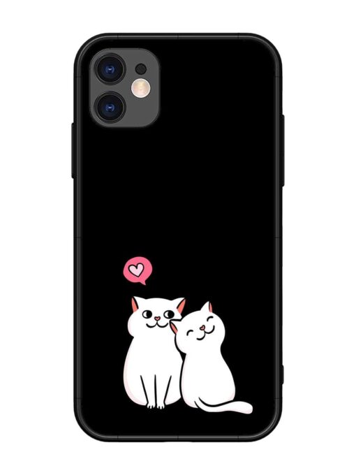 Cat Love Glossy Metal Phone Cover for Apple Iphone 11 Zapvi