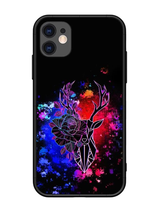 Floral Deer Art Glossy Metal Phone Cover for Apple Iphone 11 Zapvi