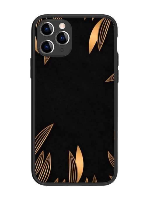 Golden Leaf Pattern Glossy Metal Phone Cover for Apple Iphone 11 Pro Zapvi