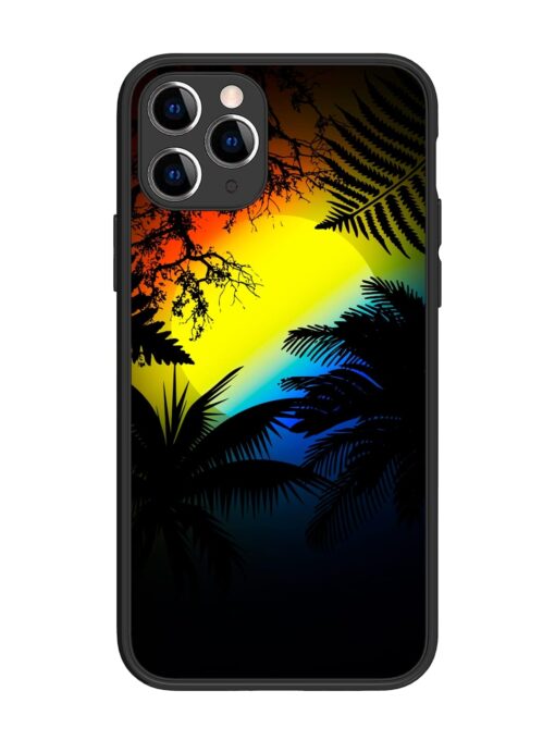 Colorful Sunset With Palm Trees Glossy Metal Phone Cover for Apple Iphone 11 Pro Zapvi