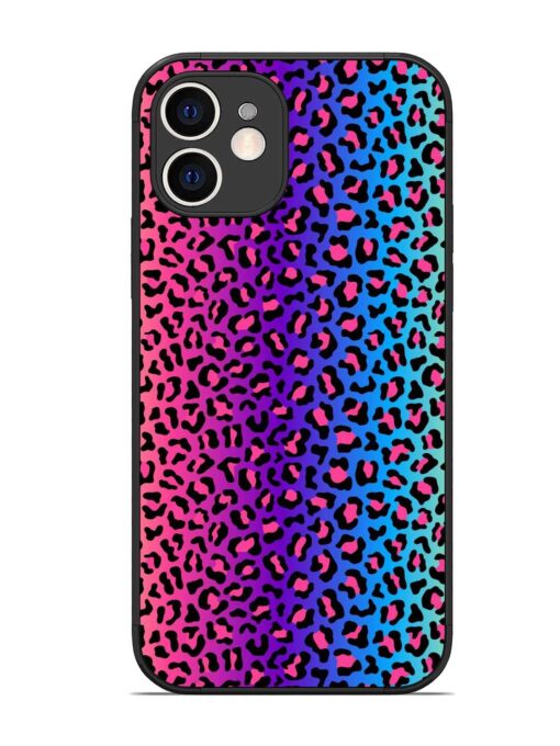 Colorful Leopard Seamless Glossy Metal Phone Cover for Apple Iphone 12 Zapvi