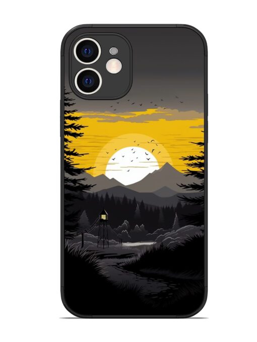 Sunset Vector Glossy Metal Phone Cover for Apple Iphone 12 Zapvi