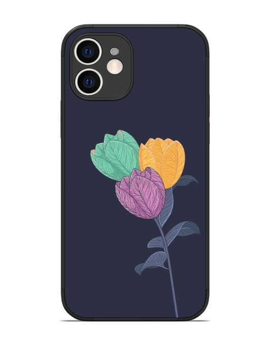 Flower Vector Glossy Metal Phone Cover for Apple Iphone 12 Zapvi