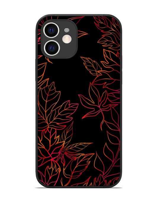 Red Floral Pattern Glossy Metal Phone Cover for Apple Iphone 12 Zapvi