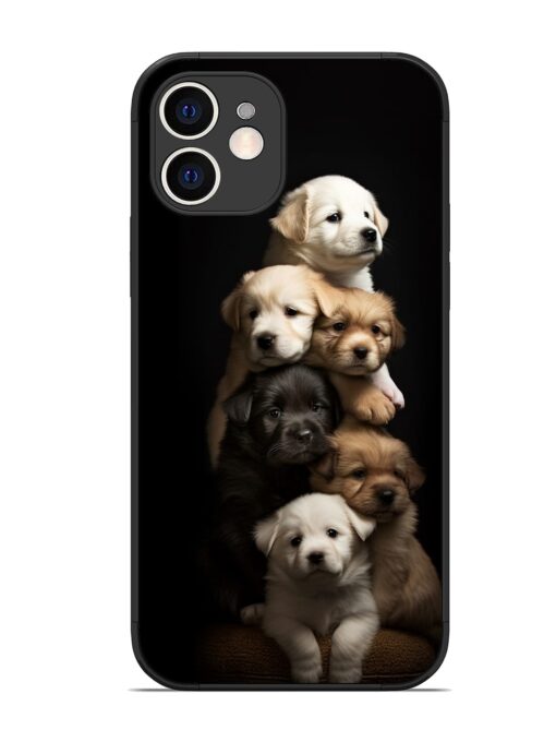 Cute Baby Dogs Glossy Metal Phone Cover for Apple Iphone 12 Zapvi