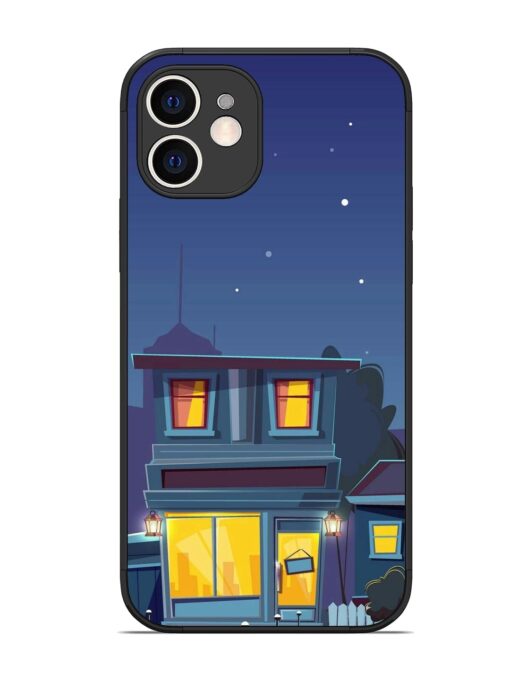 Vector Night House Glossy Metal Phone Cover for Apple Iphone 12 Zapvi