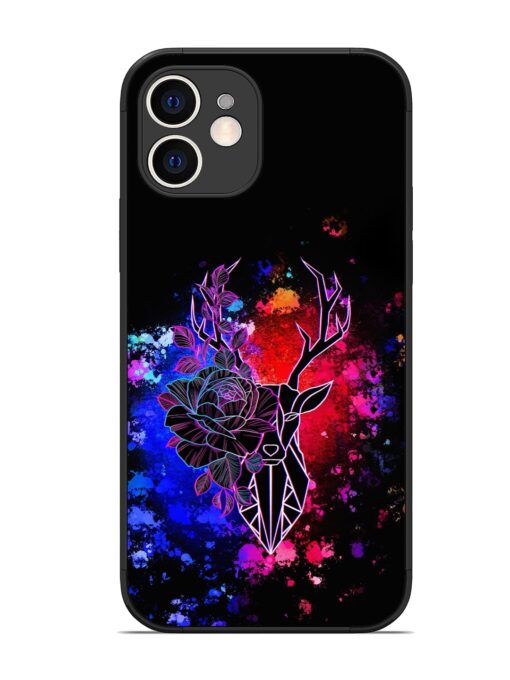 Floral Deer Art Glossy Metal Phone Cover for Apple Iphone 12 Zapvi