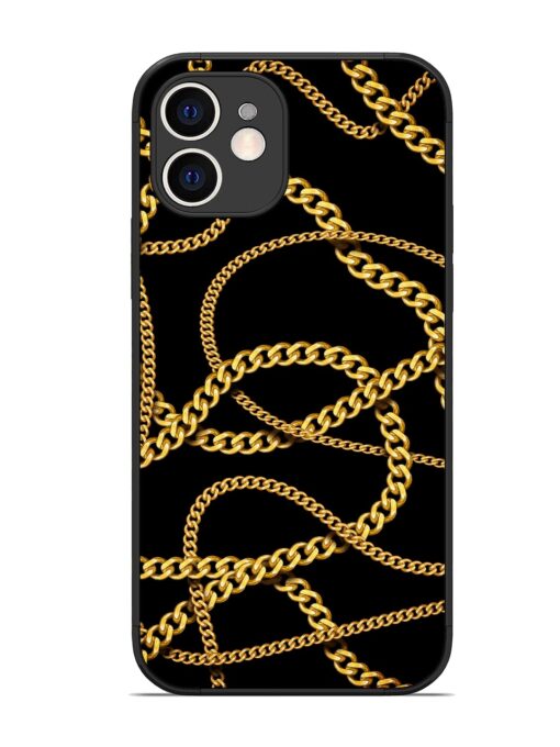 Decorative Golde Chain Glossy Metal Phone Cover for Apple Iphone 12 Zapvi