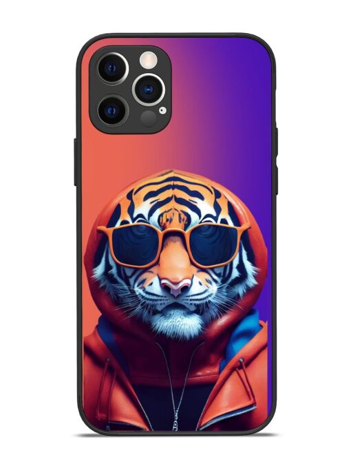 Tiger Animation Glossy Metal Phone Cover for Apple Iphone 12 Pro Zapvi