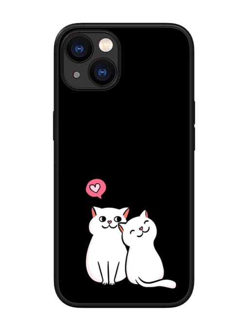 Cat Love Glossy Metal Phone Cover for Apple Iphone 13 Zapvi