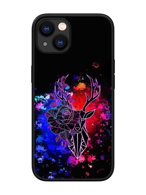 Floral Deer Art Glossy Metal Phone Cover for Apple Iphone 13 Zapvi