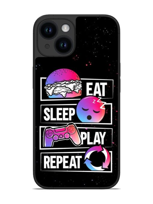 Eat Sleep Play Repeat Glossy Metal Phone Cover for Apple Iphone 14 Zapvi