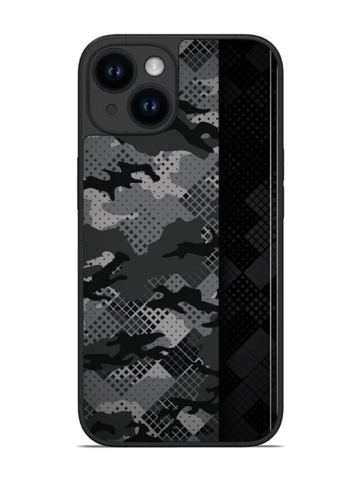 Dark Camouflage Glossy Metal Phone Cover for Apple Iphone 14 Zapvi