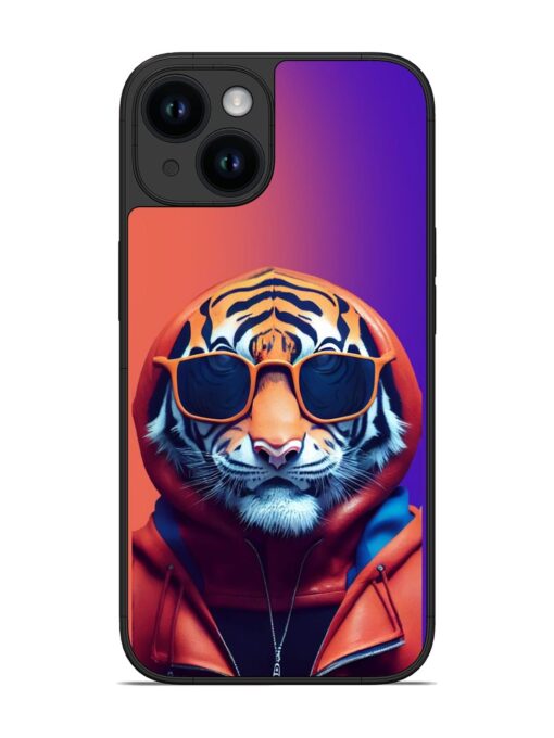 Tiger Animation Glossy Metal Phone Cover for Apple Iphone 14 Zapvi