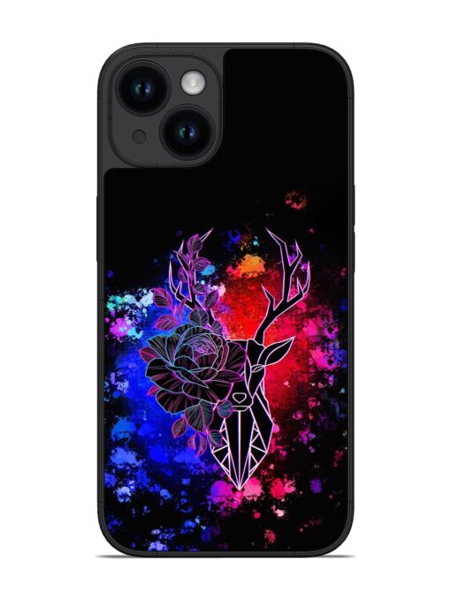 Floral Deer Art Glossy Metal Phone Cover for Apple Iphone 14 Zapvi