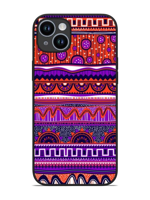 Ethnic Seamless Pattern Glossy Metal TPU Phone Cover for Apple Iphone 14 Plus Zapvi