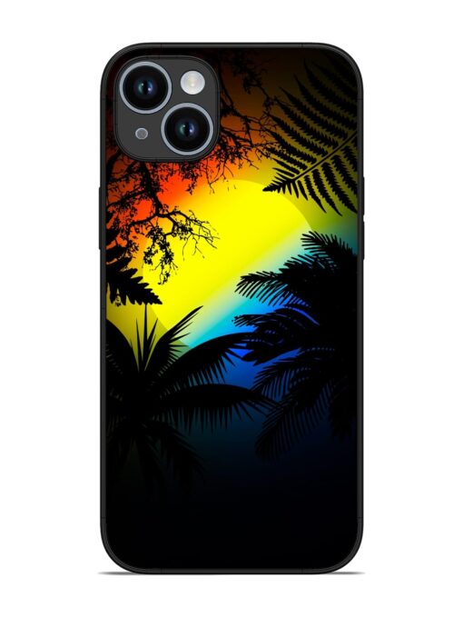 Colorful Sunset With Palm Trees Glossy Metal Phone Cover for Apple Iphone 14 Plus Zapvi