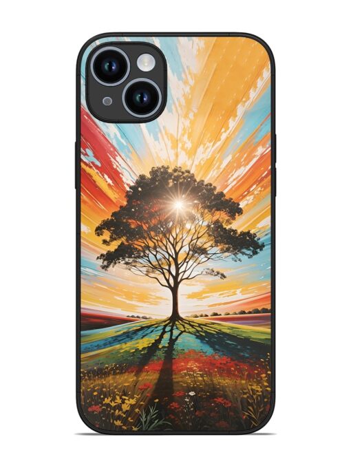 Abstract Tree Colorful Art Glossy Metal Phone Cover for Apple Iphone 14 Plus Zapvi