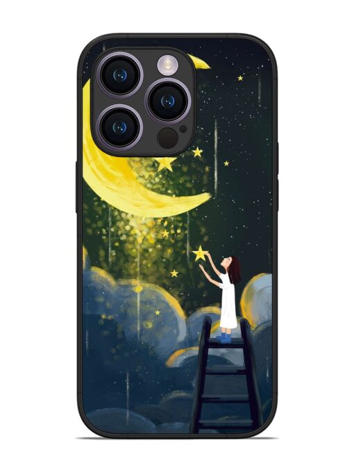 Moonlight Healing Night Illustration Glossy Metal TPU Phone Cover for Apple Iphone 14 Pro Zapvi