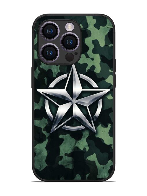 Indian Army Star Design Glossy Metal Phone Cover for Apple Iphone 14 Pro Zapvi