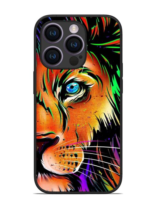 Colorful Lion Design Glossy Metal TPU Phone Cover for Apple Iphone 14 Pro Zapvi