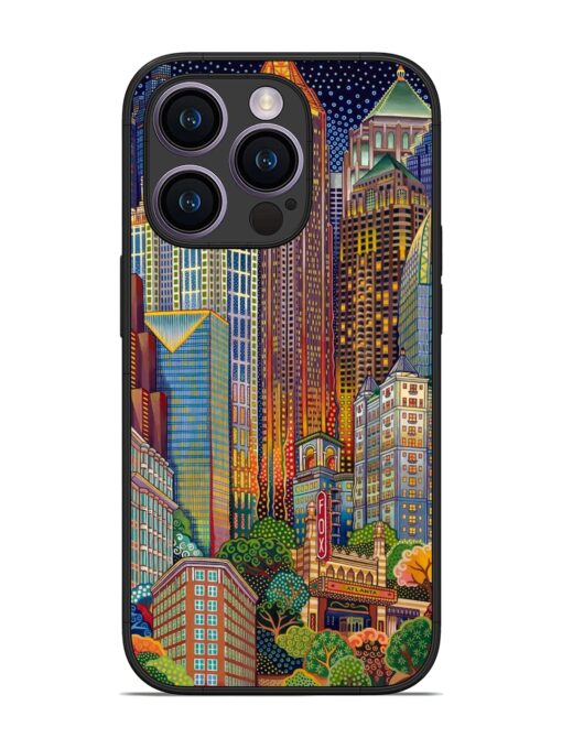 Cityscapes Art Glossy Metal Phone Cover for Apple Iphone 14 Pro Zapvi