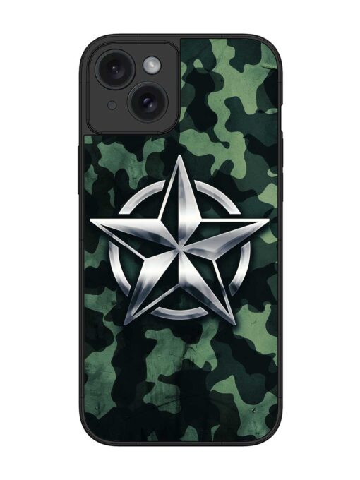 Indian Army Star Design Glossy Metal Phone Cover for Apple Iphone 15 Plus Zapvi