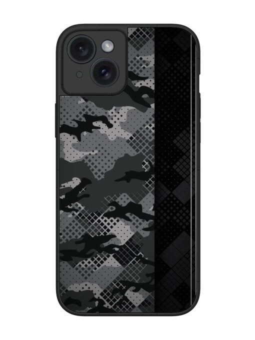 Dark Camouflage Glossy Metal Phone Cover for Apple Iphone 15 Plus Zapvi