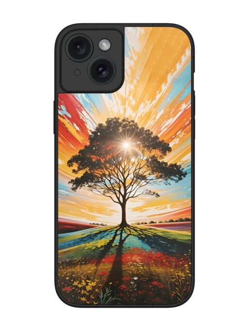 Abstract Tree Colorful Art Glossy Metal Phone Cover for Apple Iphone 15 Plus Zapvi