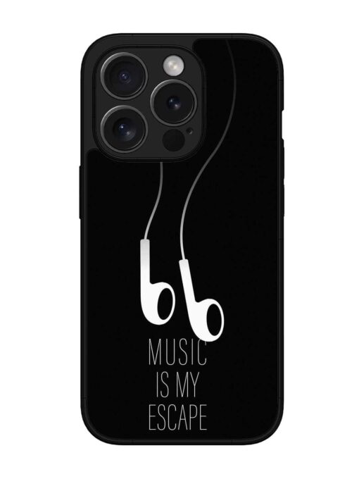 Music Is My Escape Glossy Metal Phone Cover for Apple Iphone 15 Pro Zapvi