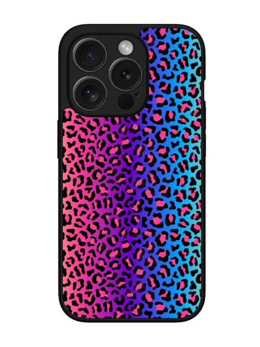 Colorful Leopard Seamless Glossy Metal Phone Cover for Apple Iphone 15 Pro Zapvi