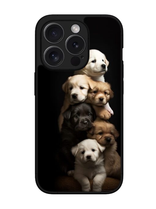 Cute Baby Dogs Glossy Metal Phone Cover for Apple Iphone 15 Pro Zapvi