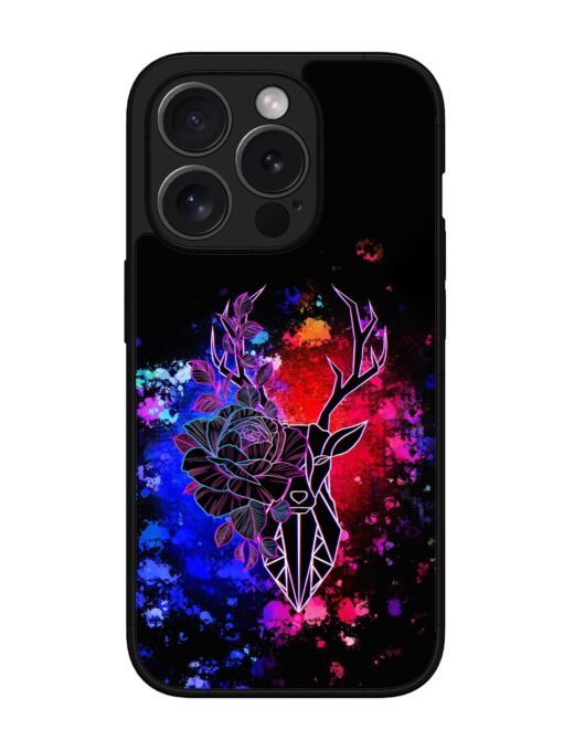 Floral Deer Art Glossy Metal Phone Cover for Apple Iphone 15 Pro Zapvi