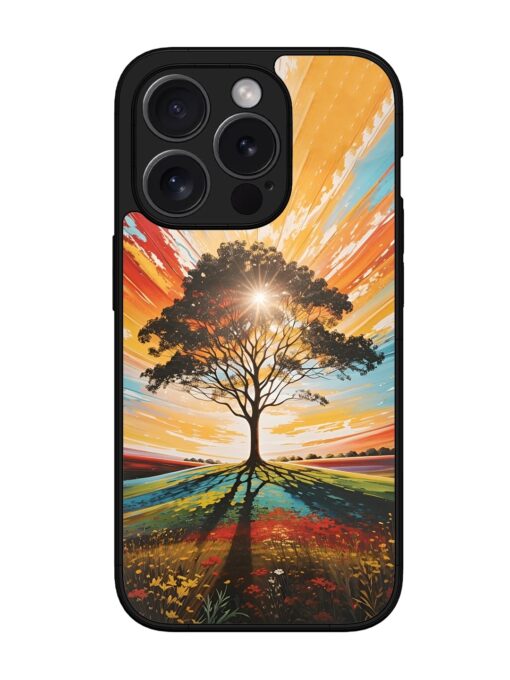 Abstract Tree Colorful Art Glossy Metal Phone Cover for Apple Iphone 15 Pro Zapvi