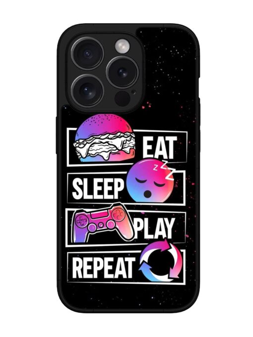 Eat Sleep Play Repeat Glossy Metal Phone Cover for Apple Iphone 15 Pro Max Zapvi