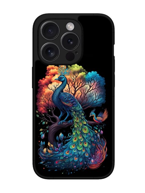 Peacock Tree Art Glossy Metal Phone Cover for Apple Iphone 15 Pro Max Zapvi