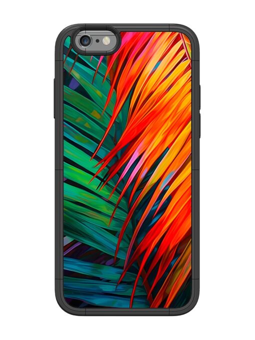 Painted Tropical Leaves Glossy Metal Phone Cover for Apple Iphone 6 Zapvi