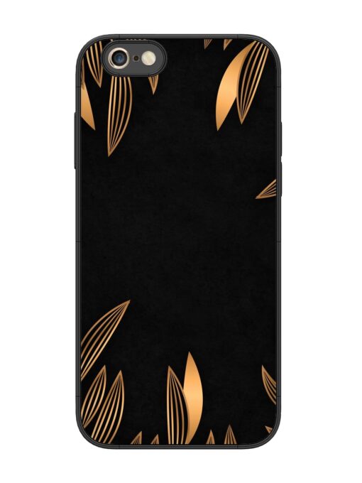 Golden Leaf Pattern Glossy Metal Phone Cover for Apple Iphone 6S Plus Zapvi