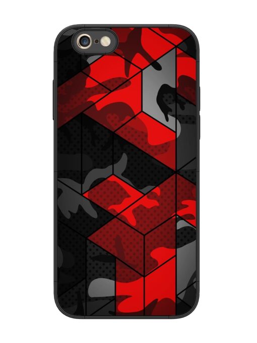 Royal Red Camouflage Pattern Glossy Metal Phone Cover for Apple Iphone 6S Plus Zapvi