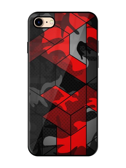 Royal Red Camouflage Pattern Glossy Metal Phone Cover for Apple Iphone 7 Zapvi