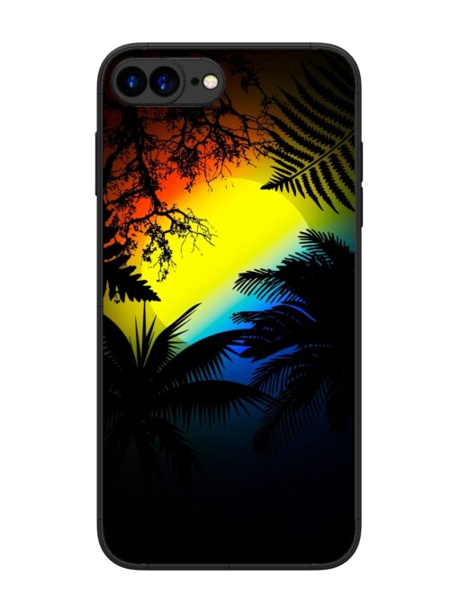 Colorful Sunset With Palm Trees Glossy Metal Phone Cover for Apple Iphone 7 Plus Zapvi