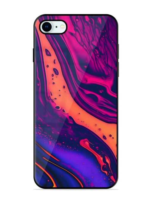 Fluid Blue Pink Art Glossy Metal Phone Cover for Apple Iphone 8 Zapvi