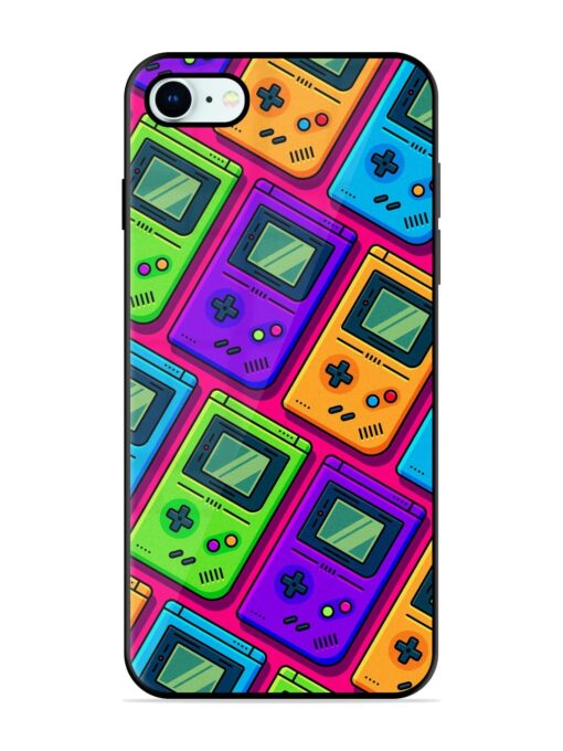 Game Seamless Pattern Glossy Metal Phone Cover for Apple Iphone 8 Zapvi