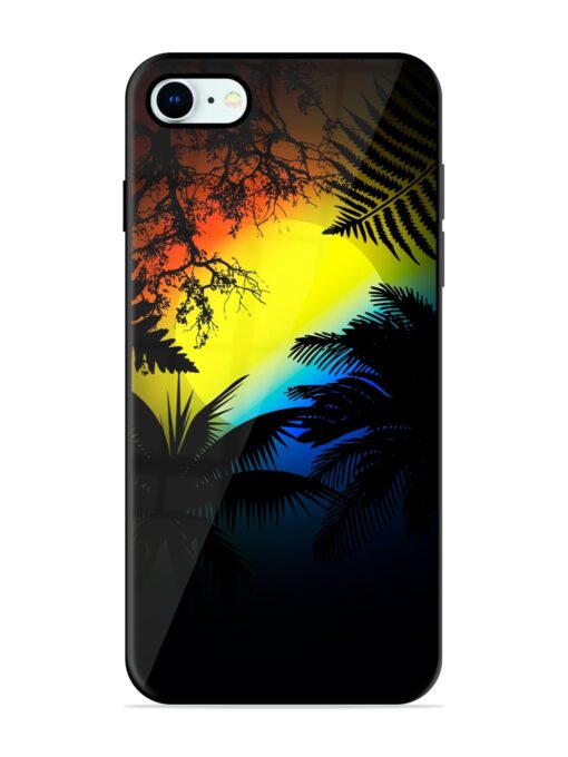 Colorful Sunset With Palm Trees Glossy Metal Phone Cover for Apple Iphone 8 Zapvi