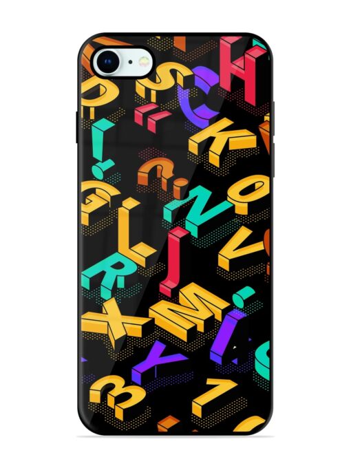 Seamless Pattern With Letters Glossy Metal Phone Cover for Apple Iphone 8 Zapvi