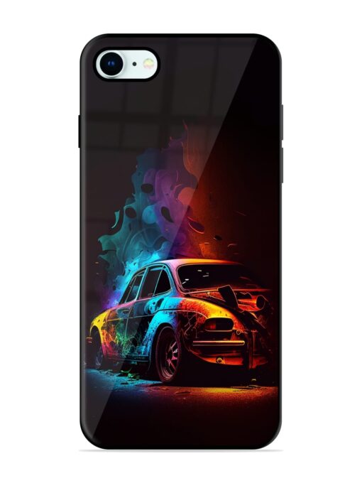 High Classic Car Art Glossy Metal Phone Cover for Apple Iphone 8 Zapvi