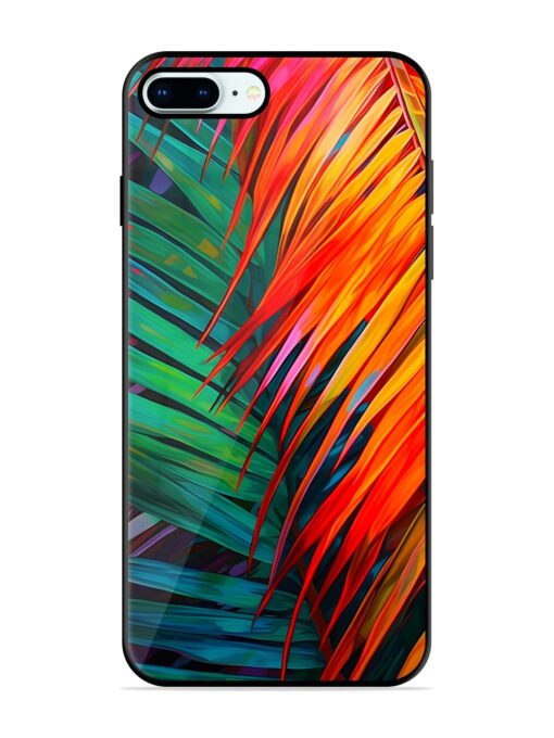 Painted Tropical Leaves Glossy Metal Phone Cover for Apple Iphone 8 Plus Zapvi