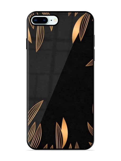 Golden Leaf Pattern Glossy Metal Phone Cover for Apple Iphone 8 Plus Zapvi