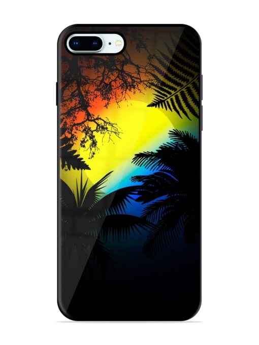 Colorful Sunset With Palm Trees Glossy Metal Phone Cover for Apple Iphone 8 Plus Zapvi